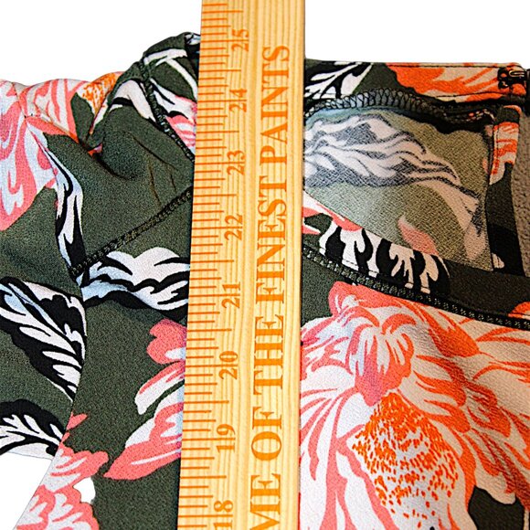 Roz & Ali XL Floral Knit Top Olive Green Coral Cap Sleeve Plus Size Summer - Picture 9 of 9